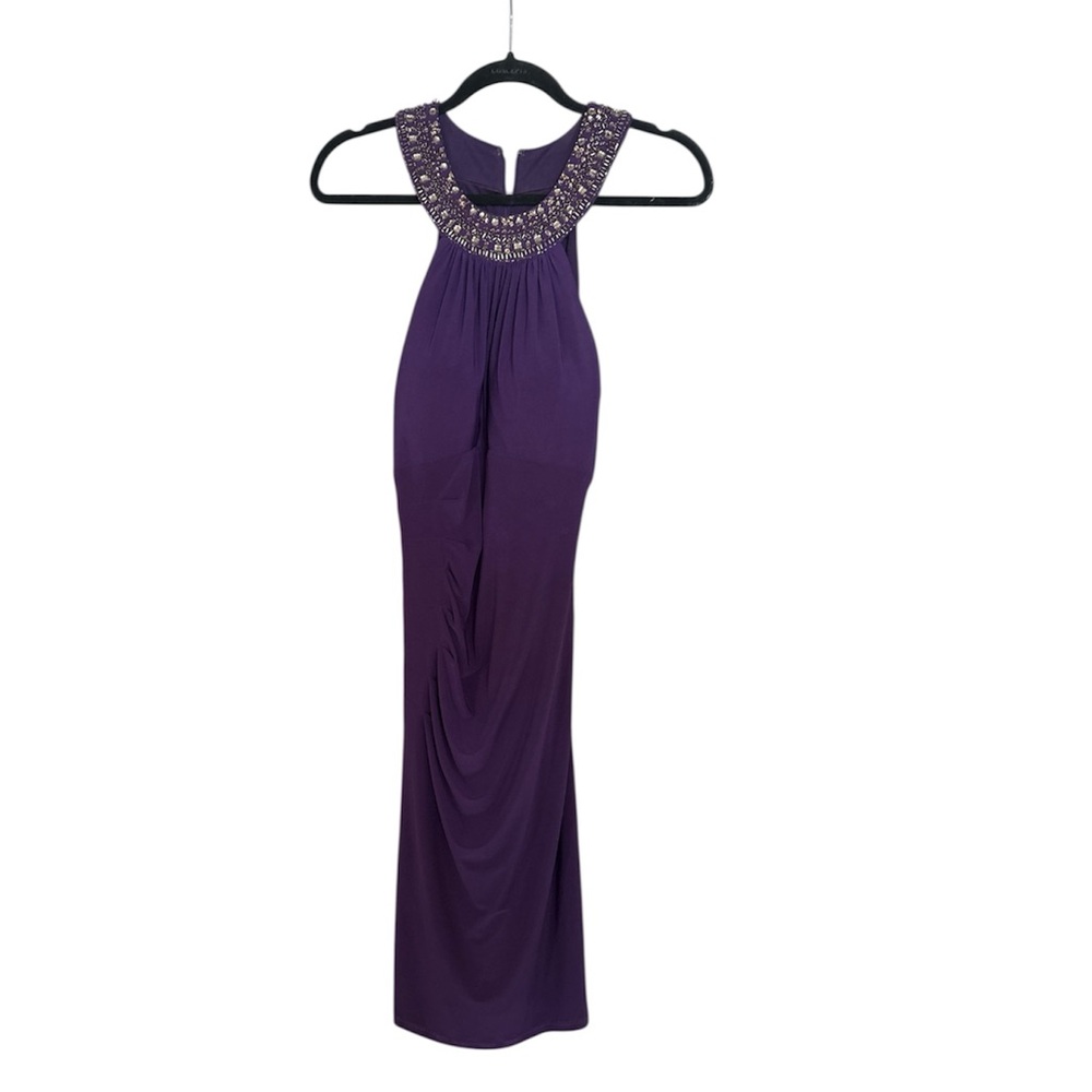Chic Purple Dress with Beaded Neckline